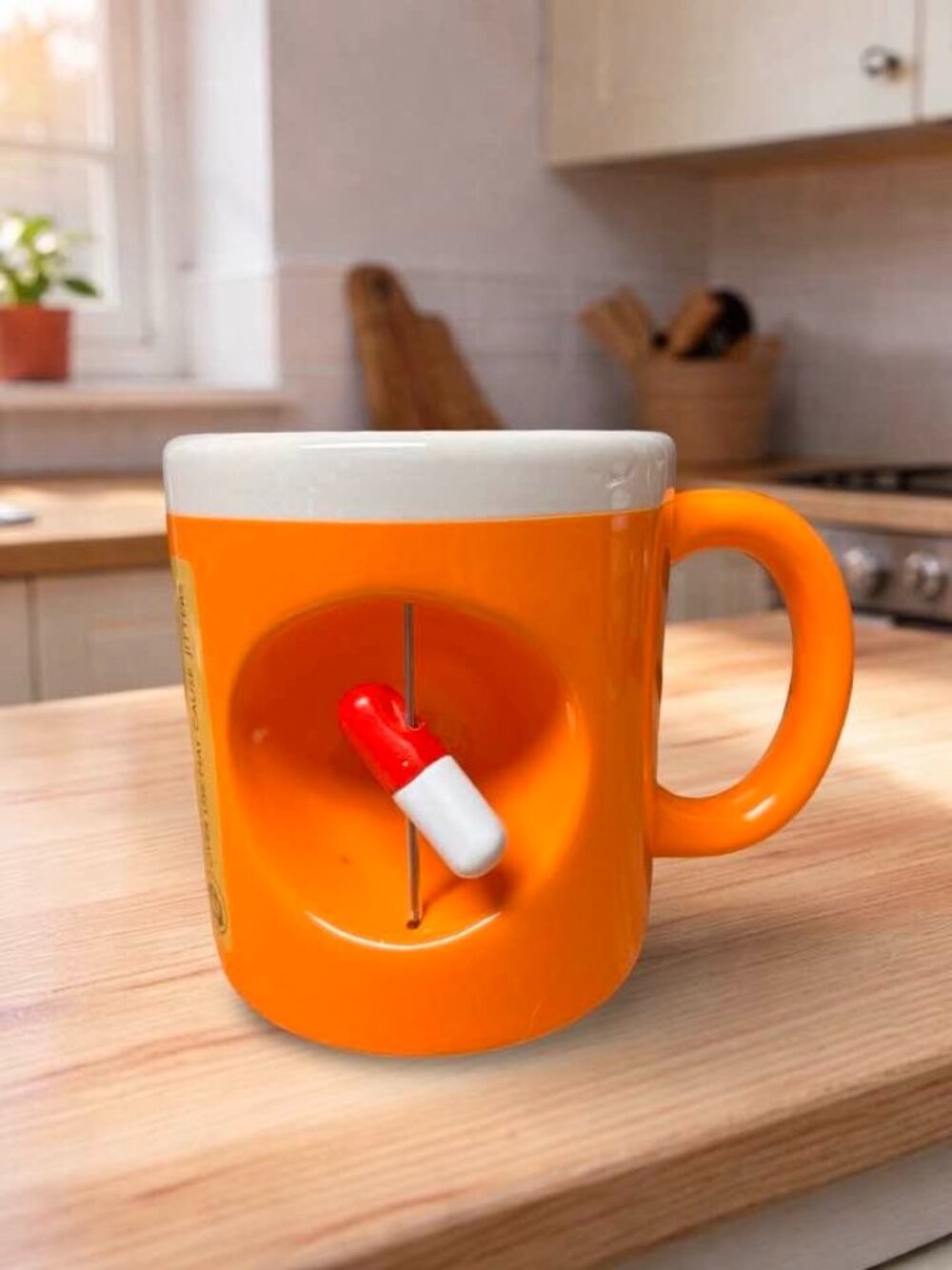 Prescription Coffee Mug With Pill Handle - Funny Orange Ceramic Coffee Cup For P - Picture 2 of 5